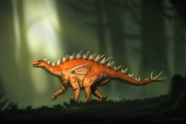 BashanosaurusprimitivusamaisnovaemaisantigaespeciedeestegossauronaAsiaCreditoBananaArtStudio
